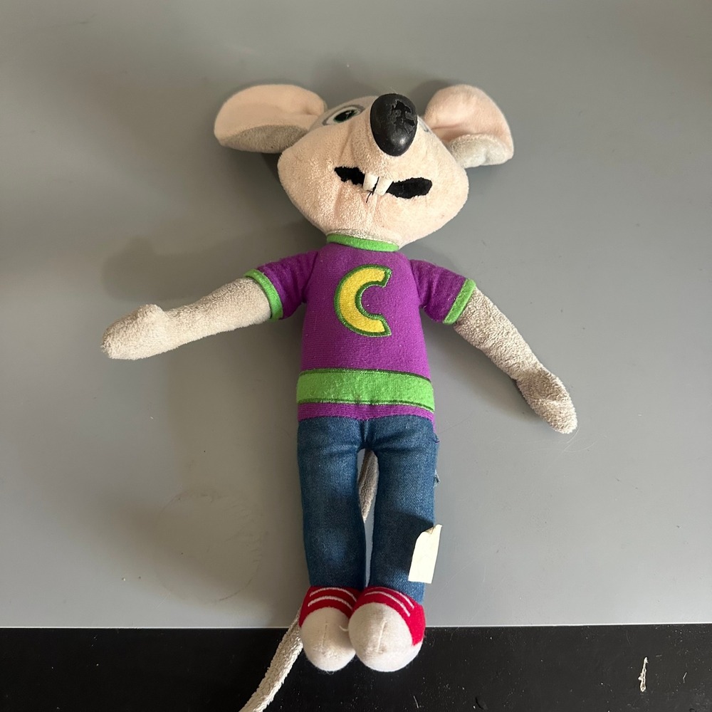 Chuck E Cheese Plush Mouse Mascot 2013 CEC Entertainment Purple Shirt Toy 11"